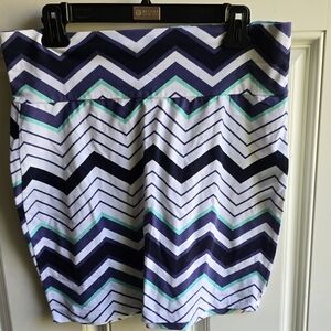 Charlotte Russe Chevron Skirt in Navy, White, and Teal